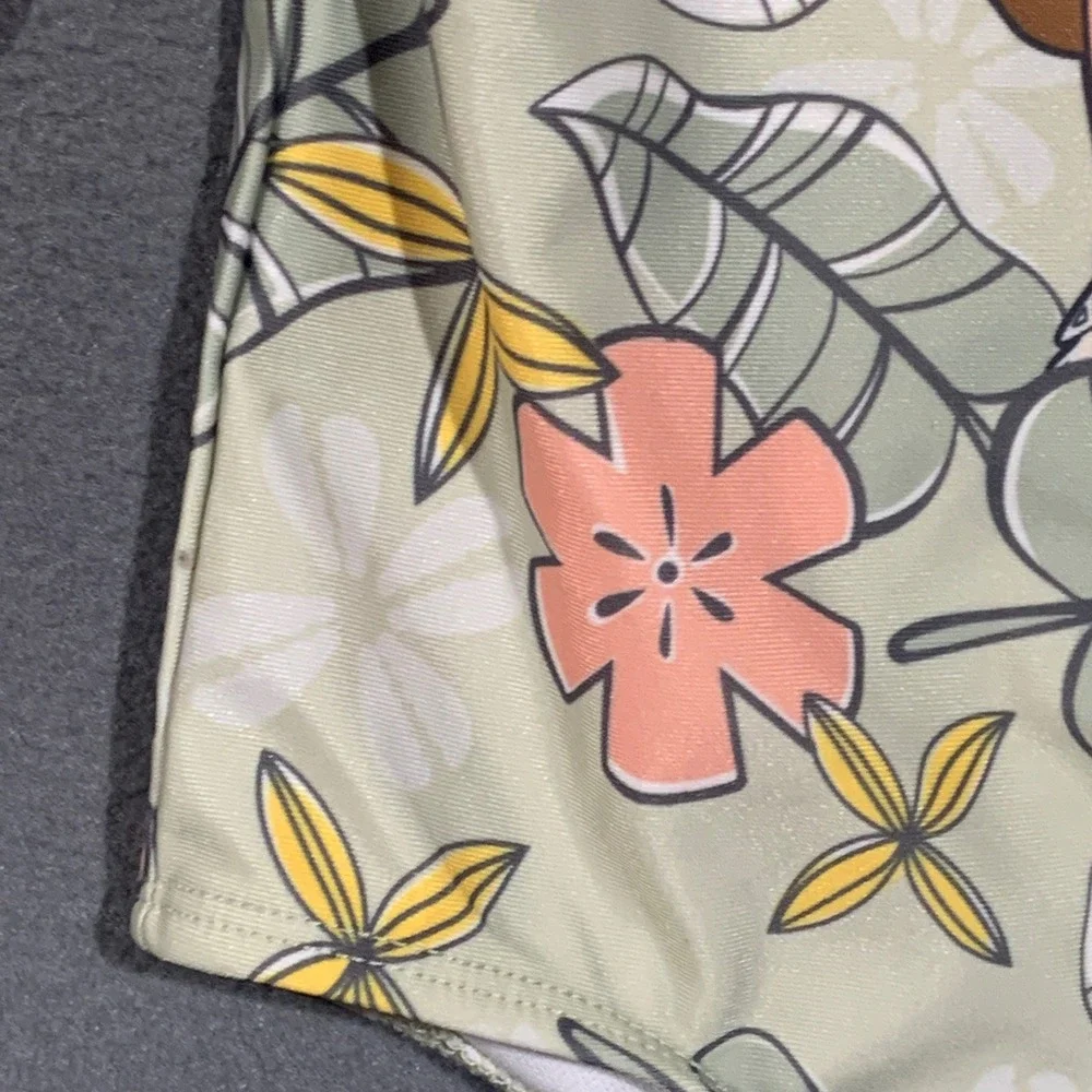 Disney Princess Moana 18M Rash Guard‎ L/S One Piece Swimsuit Sage Peach Floral